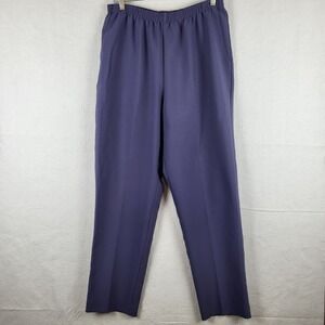 Alfred Dunner Women Purple Elastic Waist Pants Size 14 Casual Comfort